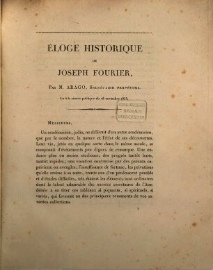 Eloge historique de Joseph Fourier