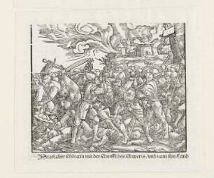 Israeliten besiegen die Amoriter, aus: Martin Luther, "Biblia: Das ist: Die gantze heilige Schrifft: Deudsch", Wittenberg 1561, S, 88 verso