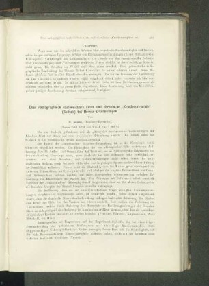 Über radiographisch nachweisbare akute und chronische "Knochenatrophie" (Sudeck) bei Nerven-Erkrankungen.