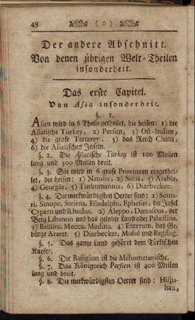 Der andere Abschnitt. Von denen übrigen Welt-Theilen insonderheit.