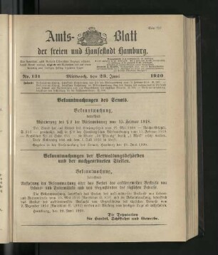 No. 131, 23. Juni 1920