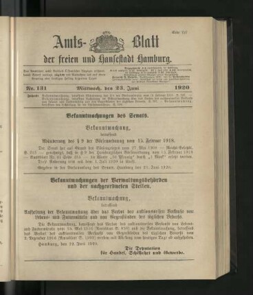 No. 131, 23. Juni 1920