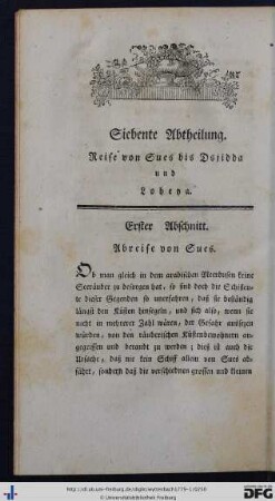 Siebente Abtheilung. Reise von Sues bis Dsjidda und Loheya.