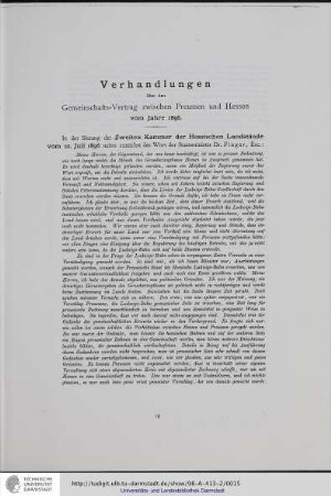 Verhandlungen über den Gemeinschafts-Vertrag zwischen Preussen und Hessen vom 1896