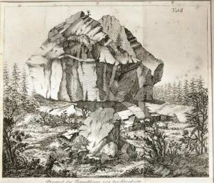 Der Schneckenstein bei Falkenstein : Der Schneckenstein bei Falkenstein (um 1740). Aus: I. Edler von Born: "J. G. Kern vom Schneckenstein oder dem sächsischen Topasfelsen", Dresden 1792, Tafel II