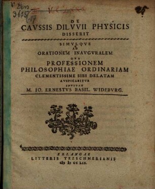 De Cavssis Dilvvii Physicis