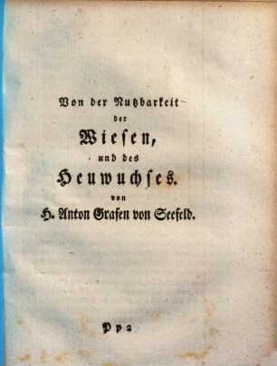 Von der Nutzbarkeit der Wiesen, und des Heuwuchses