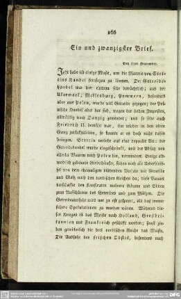 Ein und zwanzigster Brief. Den 11ten September