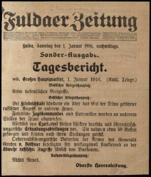 1916: Fuldaer Zeitung / Sonder-Ausgabe