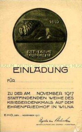 Einladung zur Einweihung eines Kriegerdenkmals