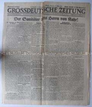Nationalsozialistische Tageszeitung "Grossdeutsche Zeitung" u.a. zum Prozess gegen die Verantwortlichen des Hitler-Putsches 1923