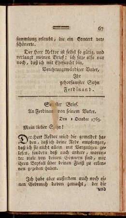 Sechster Brief - Zehnter Brief
