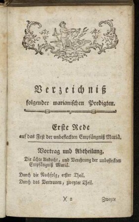 Verzeichniß folgender marianischen Predigten
