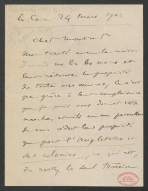 Brief an Augener Ltd.  : 24.03.1902