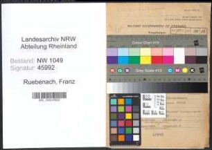 Entnazifizierung Franz Ruebenach , geb. 24.08.1899 (Lehrer)