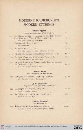 Moderne Radierungen. Modern Etchings (Nr.222-302a)