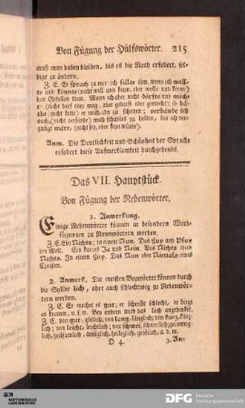 Das VII. Hauptstück. Von Fügung der Nebenwörter