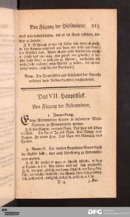Das VII. Hauptstück. Von Fügung der Nebenwörter