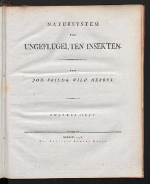 2: Natursystem der ungeflügelten Insekten, Zweytes Heft, Naturgeschichte der Insecten-Gattung Opilio