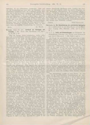 225-226 [Rezension] Nirschl, Jos., Lehrbuch der Patrologie und Patristik. 1. Bd