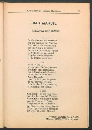 Juan Manuel : Milonga Candombe