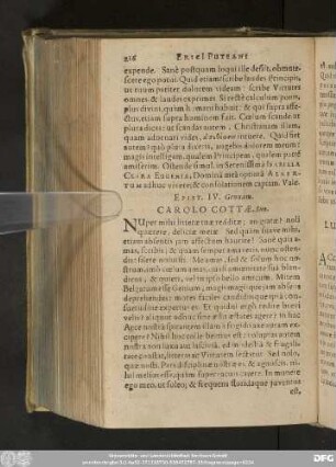 Epist. IV. Genuam. Carolo Cottae, Suo.