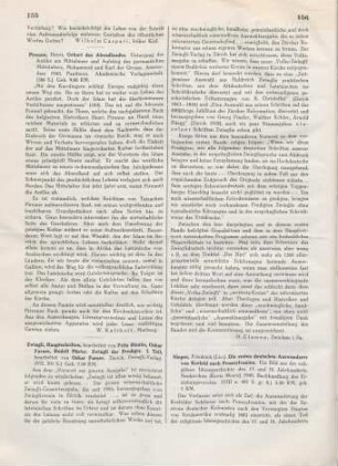 155-156 [Rezension] Zwingli, der Prediger : 1