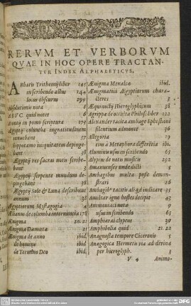 RERVM ET VERBORVM QVAE IN HOC OPERE TRACTANTVR Index Alphabeticvs.