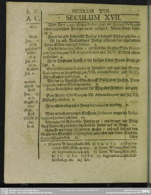 Seculum XVII.