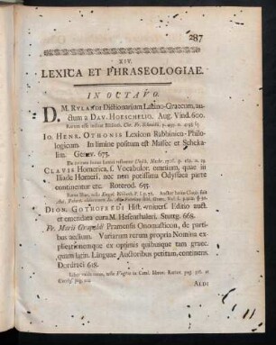 XIV. Lexica Et Phraseologiae.