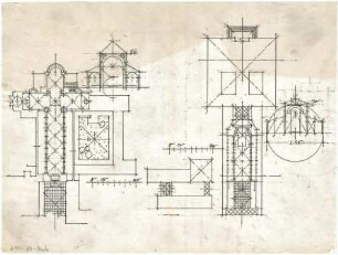 Döllgast, Hans; München; Basilika St. Bonifaz, Umplanung - Grundrisse; Schnitte