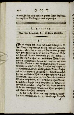 I. Artikel. Von den Lehrsätzen der jüdischen Religion.