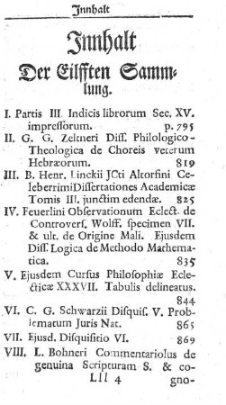 Innhalt Der Eilfften Sammlung.