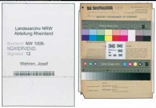 Entnazifizierung Josef Wehren , geb. 10.08.1905 (Landwirt)