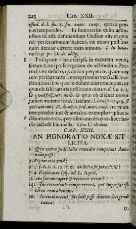 Cap. XXIII. An Pignoratio Noxae Sit Licita