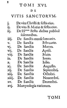 Tomi XVI. De Vitis Sanctorvm.