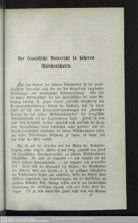Der französische Unterricht in höheren Mädchenschulen