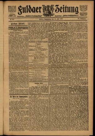 Erste Ausgabe vom Donnerstag, den 18. Juli 1907.