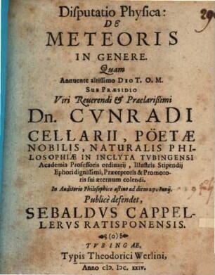 Disp. phys. de meteoris in genere