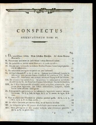 Conspectus Observationum Tomi IV