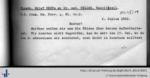 Nachlass L. Oken (NL 45/A19)