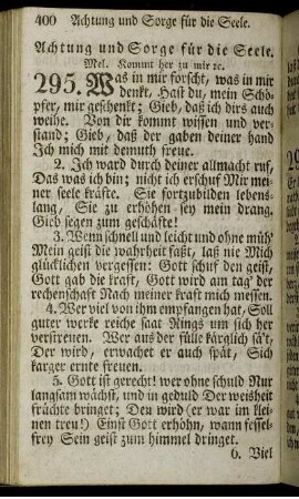 Achtung und Sorge für die Seele.
