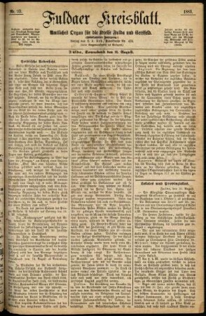 Ausgabe vom Samstag, den 11. August 1883.