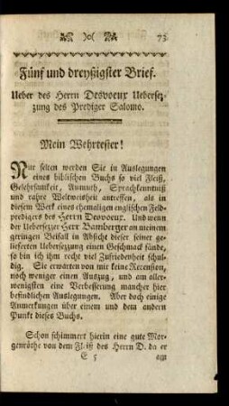 Fünf und dreyßigster Brief.