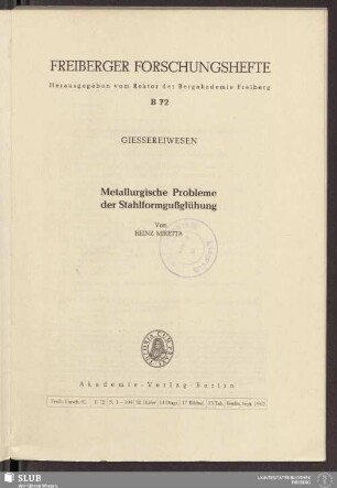 Metallurgische Probleme der Stahlformgußglühung
