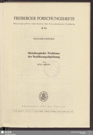 Metallurgische Probleme der Stahlformgußglühung