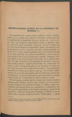 Observaciones acerca de la doctrina de Monroe