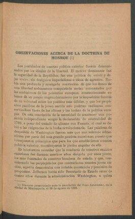 Observaciones acerca de la doctrina de Monroe