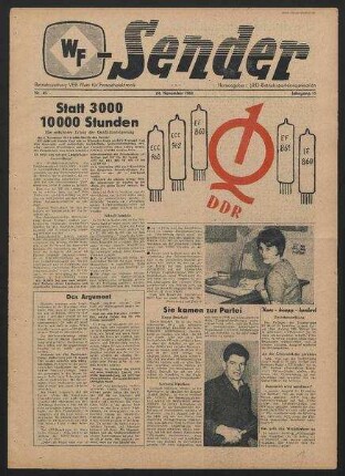 Betriebszeitung 'WF-Sender', Nr.45/1961 (24. November 1961)
