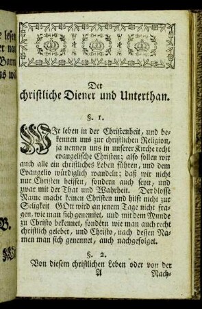Der christliche Diener und Unterthan.